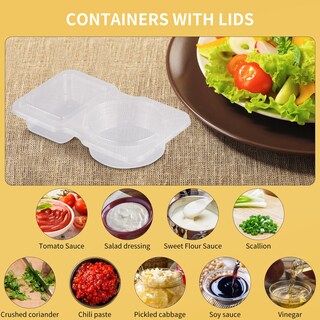 Foto 5 | Foto 5 | Contenedores De Condimentos Reutilizables Cjt 12 Juegos Con Tapas Y 2 Compartimentos - Venta Internacional.