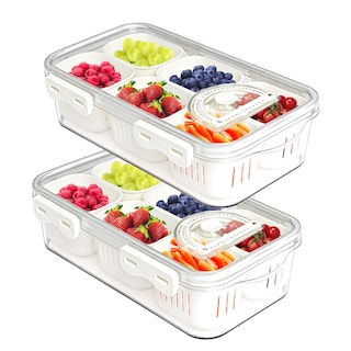 Foto 1 | Foto 1 | Bandeja Para Servir Comida Minesign Paquete De 2 Con Tapas Caja Apilable Para Aperitivos - Venta Internacional.
