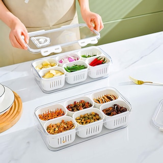 Foto 6 | Foto 6 | Bandeja Para Servir Comida Minesign Paquete De 2 Con Tapas Caja Apilable Para Aperitivos - Venta Internacional.