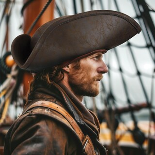 Foto 2 | Foto 2 | Gorro Pirata Uqje Auténtico Tricornio De Cuero Marrón Para Adulto - Venta Internacional.