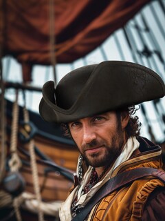 Foto 5 | Foto 5 | Gorro Pirata Uqje Auténtico Tricornio De Cuero Marrón Para Adulto - Venta Internacional.