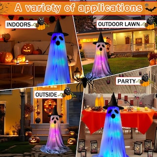 Foto 6 | Foto 6 | Decoraciones De Fantasmas Iluminadas Para Halloween Zeedix Paquete De 2 Con Control Remoto - Venta Internacional.