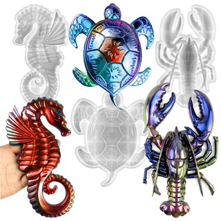 Foto 1 | Foto 1 | Juego De 3 Moldes Grandes De Resina De Animales Marinos De Silicona Jaspeados - Venta Internacional.