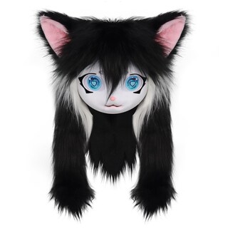 Foto 1 | Foto 1 | Máscara De Piel De Gato Con Cabeza De Animal Smileternity Color Negro Y Blanco - Venta Internacional.