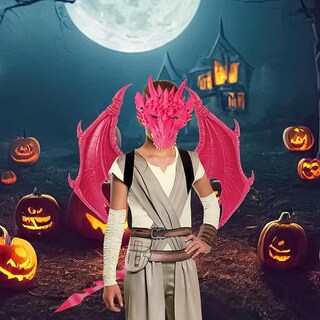 Foto 2 | Foto 2 | Disfraz De Alas De Dragón Con Cola Y Máscara Para Niños  Color Rosa - Venta Internacional.