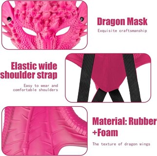 Foto 4 | Foto 4 | Disfraz De Alas De Dragón Con Cola Y Máscara Para Niños Color Rosa - Venta Internacional.