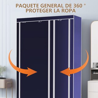 Foto 4 | Foto 4 | Guardarropa Armable Closet Portatil Blanco Con Tela Y Cortina - Mueble Organizador Perchero
