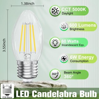 Foto 2 | Foto 2 | Bombillas Led Gvvoohome Con Base E26 Candelabro De 6 W (paquete De 6) - Venta Internacional.