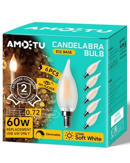 Foto 1 | Foto 1 | Bombilla Led Tipo Candelabro Amdtu E12 6 W 2700 K Color Blanco Suave Regulable - Venta Internacional.