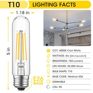 Foto 2 | Foto 2 | Bombillas Led Gozelux T10 De 6 W 4000 K Color Blanco Frío E26 Paquete De 8 - Venta Internacional.
