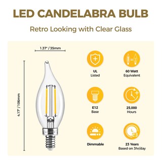 Foto 2 | Foto 2 | Bombillas Led Para Candelabro Hizashi E12 6 W 550 Lm 3000 K Color Blanco Suave Paquete De 6 - Venta Internacional.