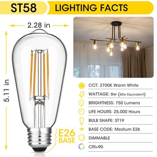 Foto 2 | Foto 2 | Bombillas Led Gozelux Vintage Edison De 6 W 60 W Equivalente A Intensidad Regulable 2700 K - Venta Internacional.