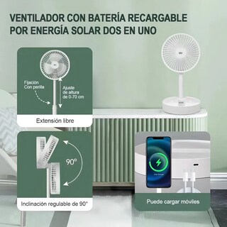 Foto 3 | Foto 3 | Ventilador Solar Portátil 3 En 1 Eo Safe Imports Esi-21695 Blanco