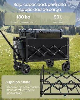 Foto 3 | Foto 3 | Carro De Mano Plegable Carrito De Jardín Con Asa Carga De 180 Kg Capacidad De 90 L