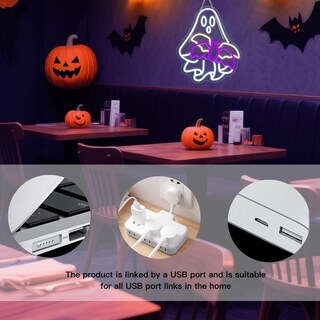 Foto 6 | Foto 6 | Letrero De Neón Wlhope Ghost Bat Con Luces Led Regulables De 32 X 40 Cm - Venta Internacional.