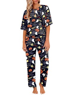 Foto 1 | Foto 1 | Conjunto De Pijamas Jinigolla Para Mujer Diseño De Fantasma Halloween Talla Xl - Venta Internacional.