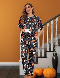 Foto 2 | Foto 2 | Conjunto De Pijamas Jinigolla Para Mujer Diseño De Fantasma Halloween Talla Xl - Venta Internacional.
