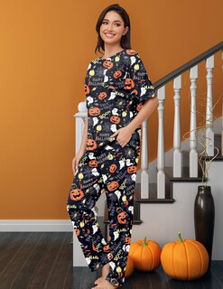 Foto 3 | Foto 3 | Conjunto De Pijamas Jinigolla Para Mujer Diseño De Fantasma Halloween Talla Xl - Venta Internacional.