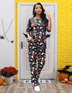 Foto 4 | Foto 4 | Conjunto De Pijamas Jinigolla Para Mujer Diseño De Fantasma Halloween Talla Xl - Venta Internacional.