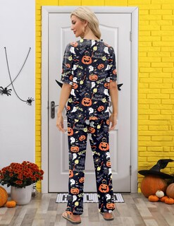 Foto 5 | Foto 5 | Conjunto De Pijamas Jinigolla Para Mujer Diseño De Fantasma Halloween Talla Xl - Venta Internacional.