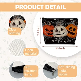 Foto 5 | Foto 5 | Bolsa De Maquillaje Ryycdoi Halloween Spider Pumpkin Para Mujer - Venta Internacional.