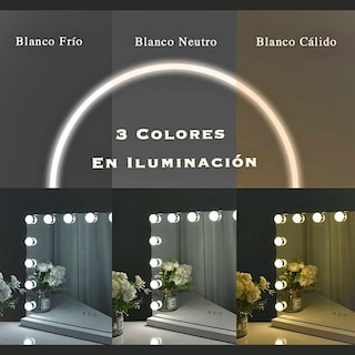 Foto 5 | Foto 5 | Maquillali Espejo De Maquillaje Vintage 15 Led Bombillas Marco Blanco