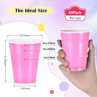 Foto 2 | Foto 2 | Vasos Desechables De Plástico Uiifan Paquete De 50 266 Ml Color Rosa - Venta Internacional.