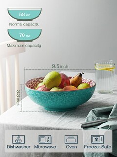 Foto 4 | Foto 4 | Juego De 2 Cuencos Grandes Para Pasta Y Ensalada De Frutas Dowan De 2 1 Litros - Venta Internacional.