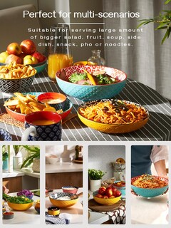 Foto 5 | Foto 5 | Juego De 2 Cuencos Grandes Para Pasta Y Ensalada De Frutas Dowan De 2 1 Litros - Venta Internacional.