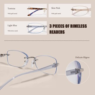 Foto 4 | Foto 4 | Gafas De Lectura Zesaker Rectangle Sin Montura Blue Light 2.0 - Venta Internacional.