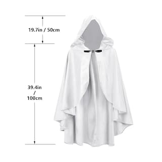 Foto 6 | Foto 6 | Capa Medieval Uqje Con Capucha Renacentista Para Halloween Color Blanco - Venta Internacional.