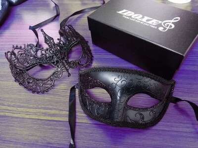Foto 2 | Foto 2 | Máscaras De Baile De Disfraces Idoxe Fashion Encaje Para Pareja Color Negro Veneciano - Venta Internacional.