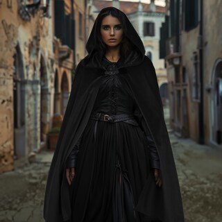 Foto 4 | Foto 4 | Capa Medieval Uqje De Terciopelo Con Capucha Negra - Venta Internacional.