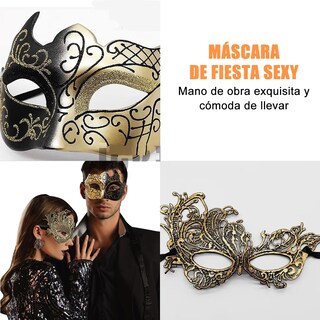 Foto 3 | Foto 3 | 3 Antifaz Fiesta Mascaras Halloween Pareja Carnaval Eo Safe Imports Esi-21717 Dorado