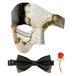 Foto 1 | Foto 1 | Máscara De Mascarada Para Hombre Incredecor Phantom Opera Con Pajarita Y Rosa - Venta Internacional.