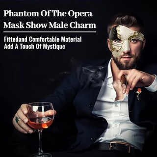 Foto 4 | Foto 4 | Máscara De Mascarada Para Hombre Incredecor Phantom Opera Con Pajarita Y Rosa - Venta Internacional.
