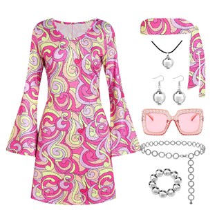 Foto 1 | Foto 1 | Disfraz De Discoteca Costume Deerjoke De Los 70 Para Mujer Color Rosa Para Halloween - Venta Internacional.