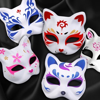 Foto 4 | Foto 4 | Máscara De Gato Therian De Papel Blanco Amdbhc De Cat Masks 12 Unidades - Venta Internacional.