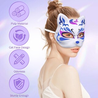 Foto 5 | Foto 5 | Máscara De Gato Therian De Papel Blanco Amdbhc De Cat Masks 12 Unidades - Venta Internacional.