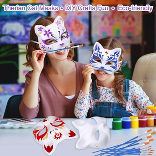 Foto 6 | Foto 6 | Máscara De Gato Therian De Papel Blanco Amdbhc De Cat Masks 12 Unidades - Venta Internacional.