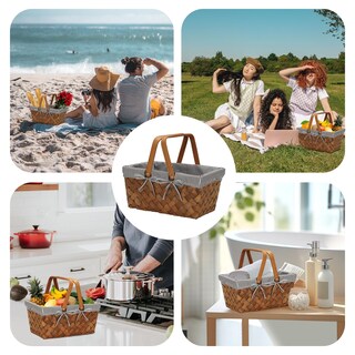 Foto 6 | Foto 6 | Cesta De Pícnic G Good Gain Woodchip Con Asa 32 X 20 X 16 Cm Color Gris - Venta Internacional.