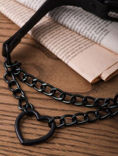 Foto 4 | Foto 4 | Collar Sacina Goth Con Cadena En Forma De Corazón De Piel Sintética 41 Cm - Venta Internacional.