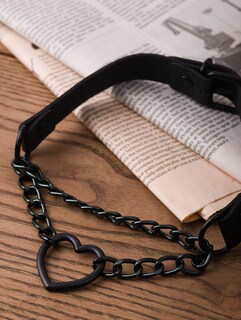 Foto 5 | Foto 5 | Collar Sacina Goth Con Cadena En Forma De Corazón De Piel Sintética 41 Cm - Venta Internacional.