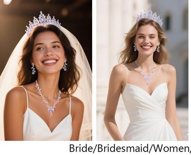 Foto 2 | Foto 2 | Set De Joyas Kamirola Con Tiaras Y Coronas Para Mujer Color Plateado Y Morado - Venta Internacional.