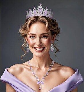 Foto 5 | Foto 5 | Set De Joyas Kamirola Con Tiaras Y Coronas Para Mujer Color Plateado Y Morado - Venta Internacional.