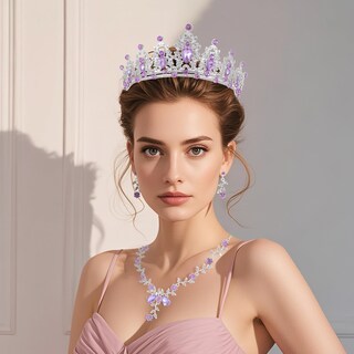 Foto 7 | Foto 7 | Set De Joyas Kamirola Con Tiaras Y Coronas Para Mujer Color Plateado Y Morado - Venta Internacional.