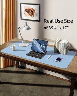 Foto 5 | Foto 5 | Alfombrilla Protectora De Piel Para Oficina Desk Pad Ysagi 90 X 45 Cm Color Azul Claro - Venta Internacional.