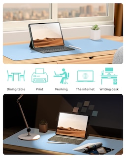 Foto 6 | Foto 6 | Alfombrilla Protectora De Piel Para Oficina Desk Pad Ysagi 90 X 45 Cm Color Azul Claro - Venta Internacional.