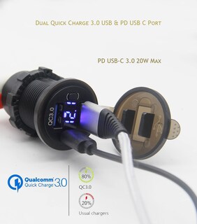 Foto 3 | Foto 3 | Enchufe De Cargador De Coche Sutnscw Dual Usb Quick Charge 3.0 Y Pd - Venta Internacional.
