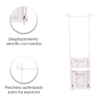 Foto 8 | Foto 8 | Perchero Con Ruedas Y 2 Cestas Para Ropa Sucia O Limpia  Estante De Plástico Ilios Innova Para Secar  Colgar Y Organizar